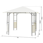 Outsunny Carpa 3x3x2.6m Cenador Jardin Marco de Acero y 4 Paraviento Lateral Color Crema