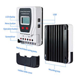 Regulador de carga solar 30 A, compatible con baterías de gel sellado Li, cubierta deslizante oculta el terminal y cables desordenados, destornillador integrado
