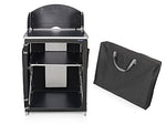 Juego de 2 – Cocina de camping robusta, estable, con protección contra el viento plegable + armario de camping resistente a la intemperie plegable