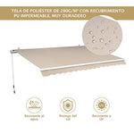 Outsunny Toldo Manual Plegable de Aluminio 295x250cm Ángulo Ajustable Manivela para Exterior Balcón Jardín Terraza