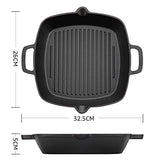 Overmont Sartén de hierro fundido lista para usar con dos asas, 26 cm