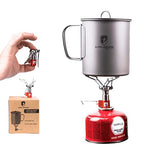 Alpin Loacker Juego de cocina de gas – Hornillo de gas para camping con olla de titanio, hornillo ligero de camping para exteriores, 750 ml, sin cartucho de gas