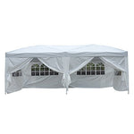 Outsunny Carpa Plegable en Acordeon 4 Paneles Laterales 2 Cortinas +Bolsa Transporte 5,91x2,97x2,55 m Blanco