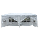 Outsunny Carpa Plegable en Acordeon 4 Paneles Laterales 2 Cortinas +Bolsa Transporte 5,91x2,97x2,55 m Blanco