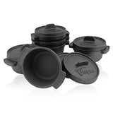 BBQ-Toro Mini Dutch Oven Set de Hierro Fundido | 6 Piezas | Ø 11 cm | Curada