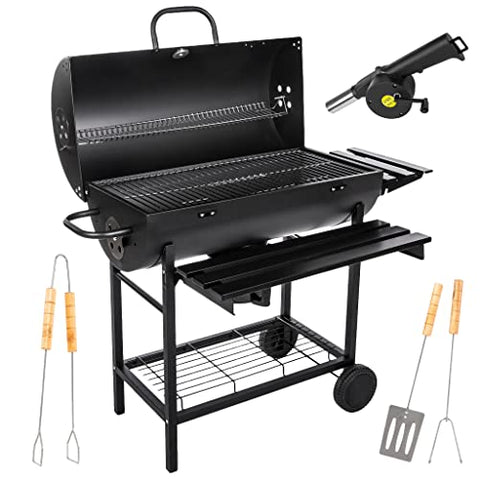 Five - Star Grill & Chill Barbacoa Carbon - para Jardín Exterior BBQ con 2 Estante Plegable, parrilla cromada 71×35 cm, GC0002
