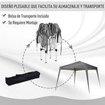 Outsunny Carpa Plegable 3x3m Cenador de Jardín Diseño Pop Up de Acero y Cubierta de Tela Oxford Gris