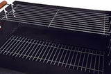 Tarrington House Barbacoa portátil de carbón Gouette con forma rectangular y doble parrilla, acero / FSC madera de pino, altura regulable, con ruedas, negro