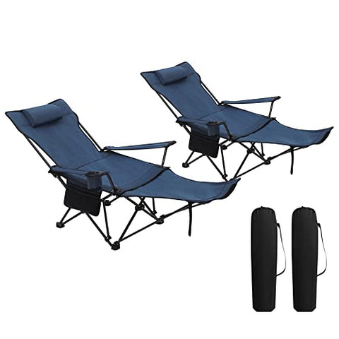 WOLTU Set de 2 Silla Camping Sillas Plegables, Silla de Acampada Portátil, Ligera para Picnic, Playa, Jardín, Pesca, con Portavasos, Azul