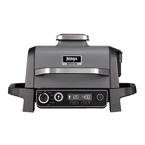 Ninja Desconocido Woodfire - Barbacoa y ahumador eléctrico para Exteriores (OG701EU), 7 Funciones de cocción, Color Gris