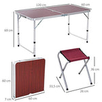 Outsunny Mesa Maleta 4 Tabures 120cm