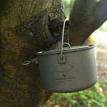 Boundless Voyage Pote de Titanio al Aire Libre de 1300ml con Tapa Tapa de asa Plegable Acampar Senderismo Picnic Ultraligero Botella de Agua portátil Taza Spork (1300ml)