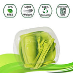 Vajilla Camping 4 Personas -Picnic Set - Vajilla Camping con Cubiertos Camping - Camping Accesorios 4 Personas - Platos y Cubiertos Camping - Vajilla para Camping (Verde)