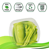 Vajilla Camping 4 Personas -Picnic Set - Vajilla Camping con Cubiertos Camping - Camping Accesorios 4 Personas - Platos y Cubiertos Camping - Vajilla para Camping (Verde)