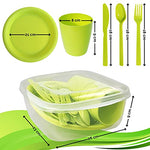 Vajilla Camping 4 Personas -Picnic Set - Vajilla Camping con Cubiertos Camping - Camping Accesorios 4 Personas - Platos y Cubiertos Camping - Vajilla para Camping (Verde)