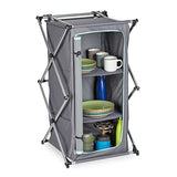Relaxdays Armario de Camping Plegable con asa, Almacenamiento Estable para Cocina de Camping, 96 x 53,5 x 53 cm, Color Gris