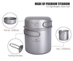 Set de Titanio Pot Pan Cook Set con mango plegable Camping al aire libre Picnic Senderismo