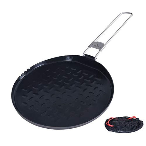 Boundless Voyage - Sartén antiadherente de titanio con mango plegable para acampar al aire libre, picnic, senderismo, barbacoa Ti15168B