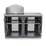 CAMPART Travel KI-0726 Cocina de Camping Almeria XXL, con Paravientos, Bolsa de Almacenamiento incluida, 2 Puertas, Unisex Adulto, Gris