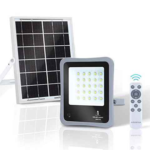 Kit Luz Led Solar con mando a distancia, 50W, 6500K luz blanca, Resistente al agua IP65.