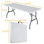Kesser® Mesa Plegable de plástico 183 x 76 cm Mesa de Camping Mesa de Fiesta Mesa Plegable Mesa de jardín para jardín, terraza y balcón Plegable 6 Personas Incluye asa, Blanco
