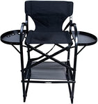 FGHDFH Silla De Director Ligera De Camping, Exterior Sillas De Maquillaje Plegables De Aluminio con Mesa Lateral Y Bolsillos Laterales, Directors Chair con Bolsa De Transporte Soporta 660 Lbs