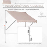 Outsunny Toldo Manual Retráctil 200x150x170-280 cm con Manivela para Terraza Balcón Jardín Patio Beige