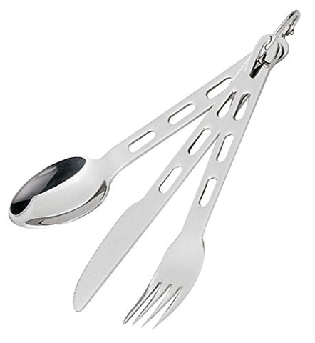 OZtrail Set de Cubiertos de Acero Inoxidable con Clip para Mantener los Cubiertos Juntos OCP-SSCS-E Stainless Steel Chow Set - Cubiertos para Scouts, Cubiertos para Picnic, Cubiertos para Camping