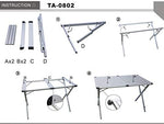 CAMPART TRAVEL Juego de camping para 2 personas, mesa plegable de 110 x 70 cm con placa de aluminio y 2 sillas plegables en color gris