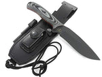 JEO-TEC Nº9 Cuchillo Supervivencia Caza Monte bushcraft Camping Outdoor Campo - Funda de Piel con pedernal y Piedra afilar incluidos - Acero MOVA-58 - Fabricado en España