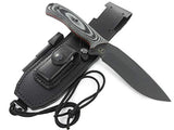 JEO-TEC Nº9 Cuchillo Supervivencia Caza Monte bushcraft Camping Outdoor Campo - Funda de Piel con pedernal y Piedra afilar incluidos - Acero MOVA-58 - Fabricado en España