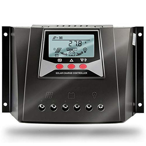 Controlador Solar de Carga de 60A 12V/24V/36V/48V Voltaje de Identificación Automática Regulador Inteligente con Pantalla LCD para Sistemas Solares Domésticos