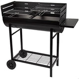 AKTIVE 52897 - Barbacoa carbón y leña de doble parrilla 97 x 42 x 96 cm; 2 alturas regulables, depósito de cenizas extraíble y fácil de limpiar, bandeja para utensilios, 2 ruedas para fácil transporte
