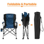XGEAR Silla Plegable de Camping portátil con Brazo Duro con Soporte para Tazas y Bolsa de Almacenamiento para Exteriores, Pesca, Festival, Picnic (Azul)