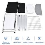 COSTWAY Mesa de Camping Plegable con Organizado Cocina de Camping Armario de Tela y Marco de Aluminio para Fiesta Picnic Exterior