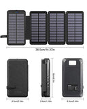 Cargador Solar 26800mAh, Power Bank Solar con 2 Salidas USB y 1 Entrada Micro USB, Impermeable Batería Externa con 4 Paneles Solar Linterna LED para iPhone Android Tabletas Cámara Viajes Camping