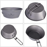 Boundless Voyage Tazón de titanio de 450 ml con mango plegable al aire libre, camping, picnic, vajilla portátil de arroces, cuenco para exteriores Ti15156B
