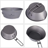 Boundless Voyage Tazón de titanio de 450 ml con mango plegable al aire libre, camping, picnic, vajilla portátil de arroces, cuenco para exteriores Ti15156B