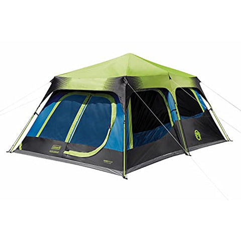 Coleman 10-Person Dark Room Instant Cabin Tent with Rainfly, Green/Black/Teal