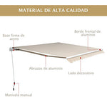 Outsunny Toldo Manual Plegable de Aluminio 295x250cm Ángulo Ajustable Manivela para Exterior Balcón Jardín Terraza