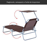 Outsunny Tumbona Hamaca Plegable con Parasol Inclinable Playa Piscina 187x58x27 cm Acero Marrón