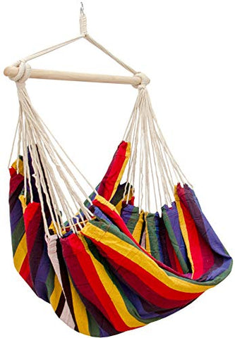 AMANKA - Silla Colgante XXL para Sentarse 2 Personas Gira 360° | Rayas Multicolores 185x130cm
