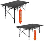 Nestling® 91 x 52cm Mesa para Acampada, Mesa Plegable De Aluminio, Altura Regulable,Al Aire Libre, Picnic/Barbacoa + (HombroPack) Negro