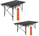 Nestling® 91 x 52cm Mesa para Acampada, Mesa Plegable De Aluminio, Altura Regulable,Al Aire Libre, Picnic/Barbacoa + (HombroPack) Negro