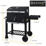 KESSER® Grill, Carro de Parrilla de carbón XXL con Tapa, Ruedas, Mango de Acero Inoxidable, Rejilla y termómetro, Carro de Parrilla de carbón Grande, Barbacoa, Camping, terraza, jardín. (Schwarz)