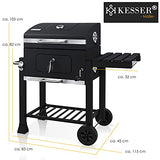 KESSER® Grill, Carro de Parrilla de carbón XXL con Tapa, Ruedas, Mango de Acero Inoxidable, Rejilla y termómetro, Carro de Parrilla de carbón Grande, Barbacoa, Camping, terraza, jardín. (Schwarz)