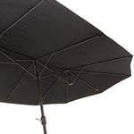 Outsunny Sombrilla Doble Parasol Grande 4.6x2.7m Sombrilla Jardín Patio con Manivela Manual Resistente al Agua y Protección Solar UV para Terraza Playa Piscina Negro