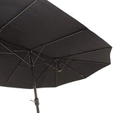 Outsunny Sombrilla Doble Parasol Grande 4.6x2.7m Sombrilla Jardín Patio con Manivela Manual Resistente al Agua y Protección Solar UV para Terraza Playa Piscina Negro