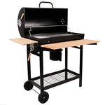 BBQ-Toro Carro de Barbacoa de Carbón Premium | Ø 42 x 80 cm | Ahumador Móvil | Parrilla de Barbacoa con Tapa | Con Mesas Laterales de Madera