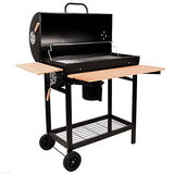 BBQ-Toro Carro de Barbacoa de Carbón Premium | Ø 42 x 80 cm | Ahumador Móvil | Parrilla de Barbacoa con Tapa | Con Mesas Laterales de Madera